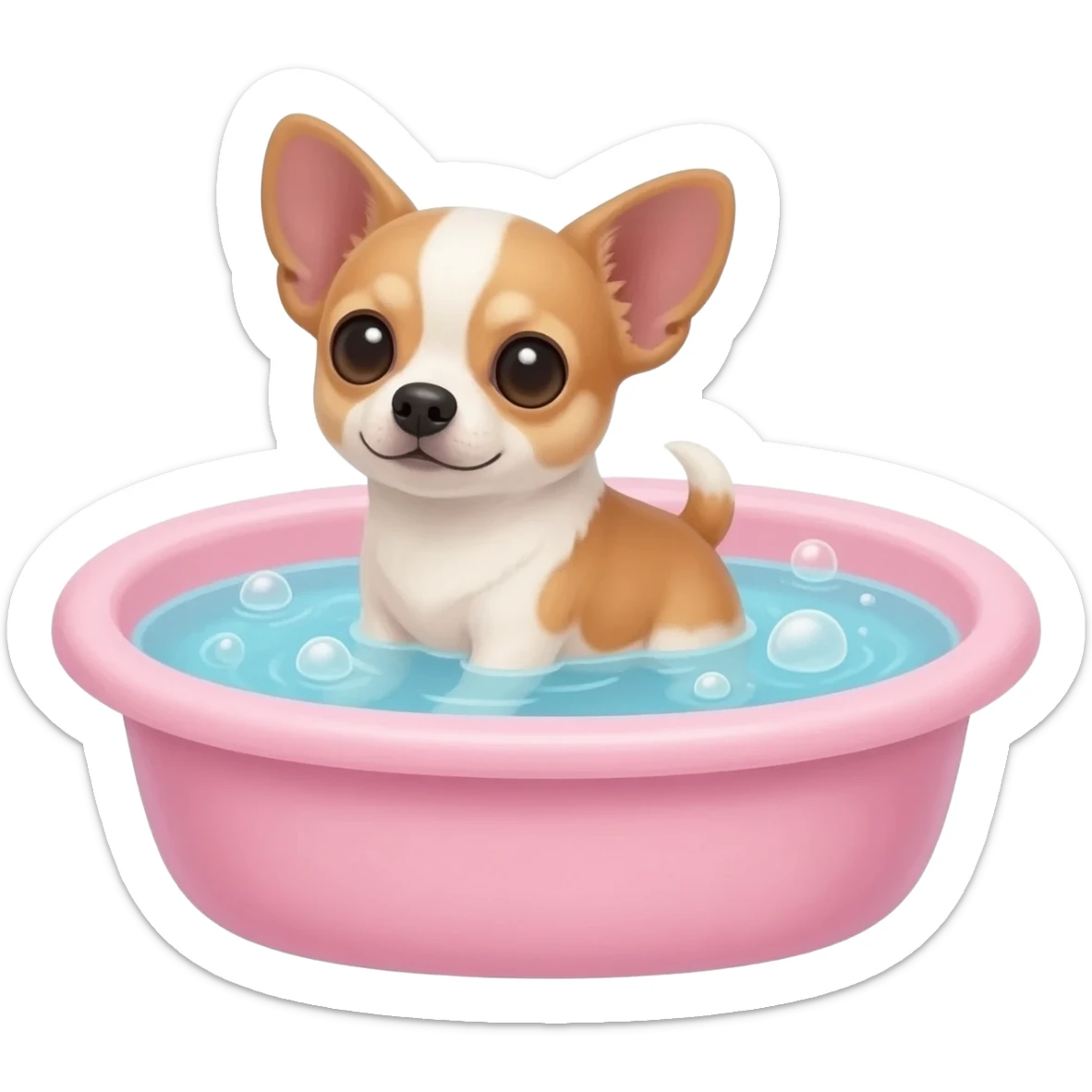 Bébé chihua porter petit baignoir rose Dans l'eau.hua noir marrant poil courut en vacances à la plage une poil courte disney film dessin animé pixar sticker