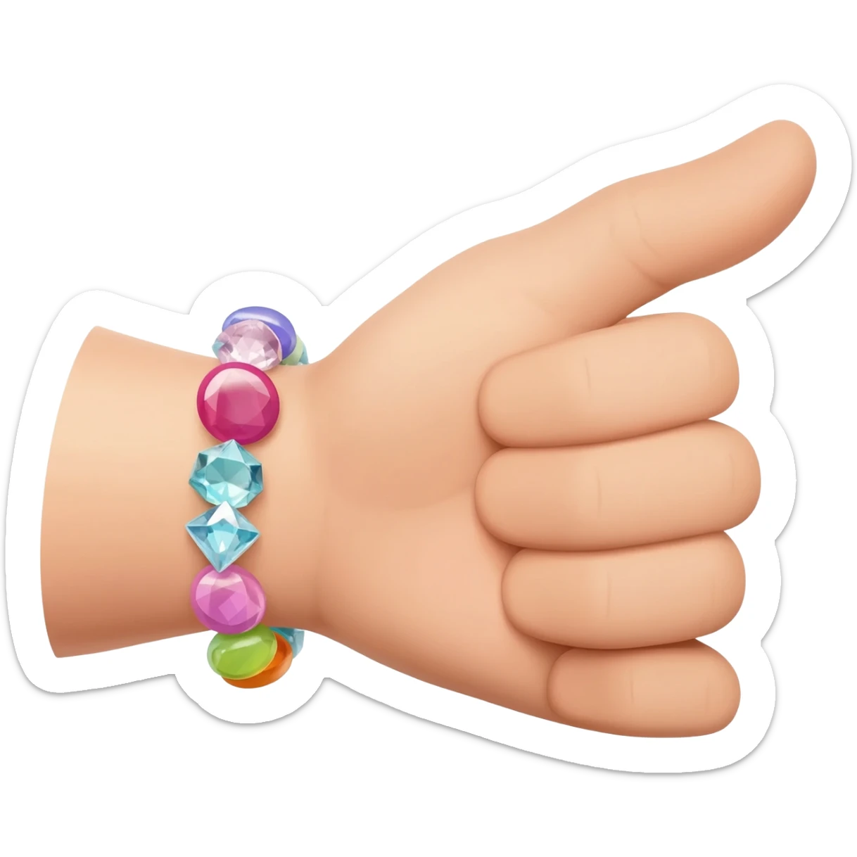 Extended Hand with jelly bean crystal bracelet sticker