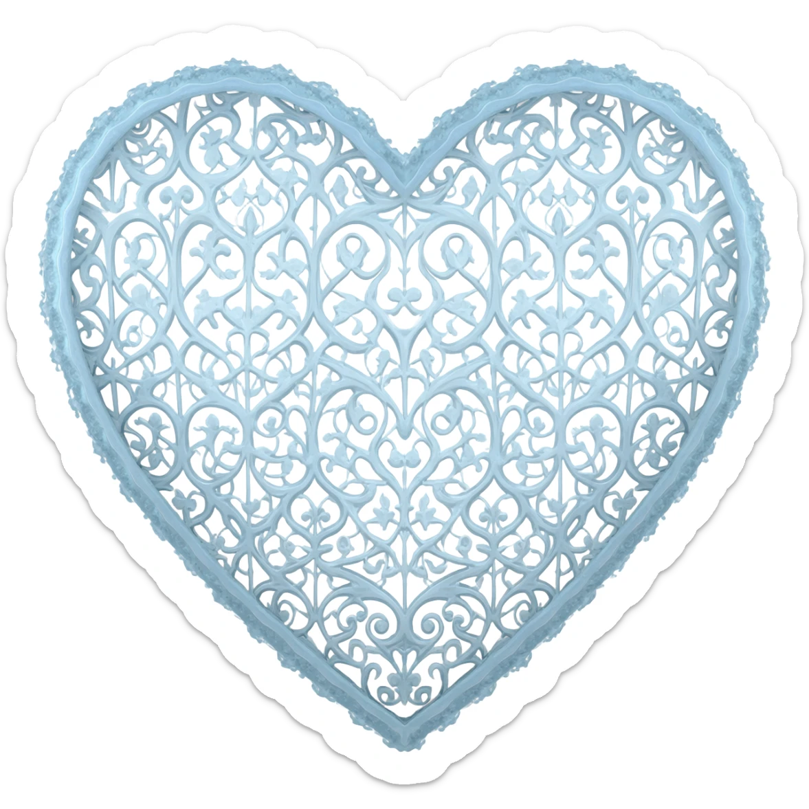 light blue and white goth lace heart sticker