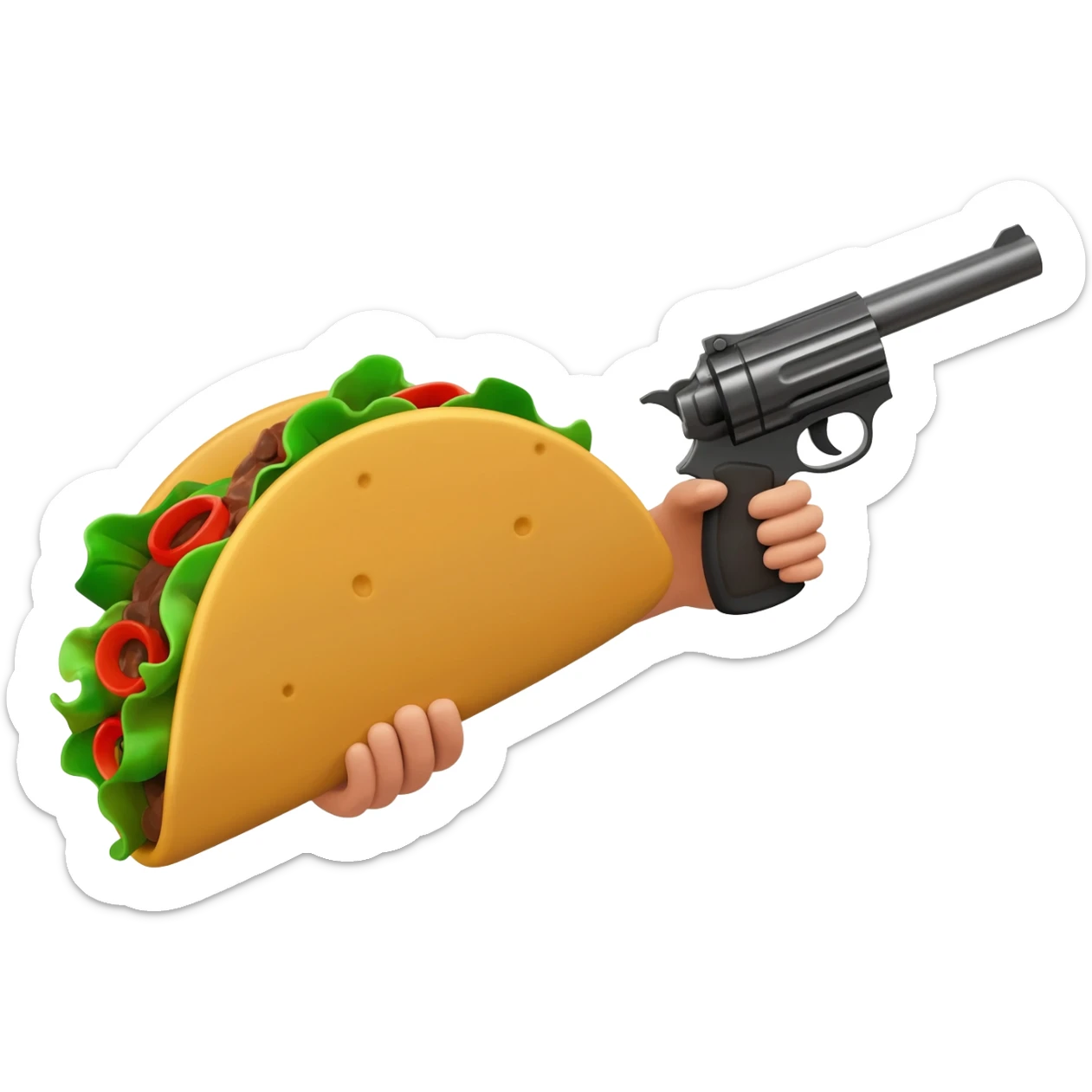 Taco holding a gun sticker