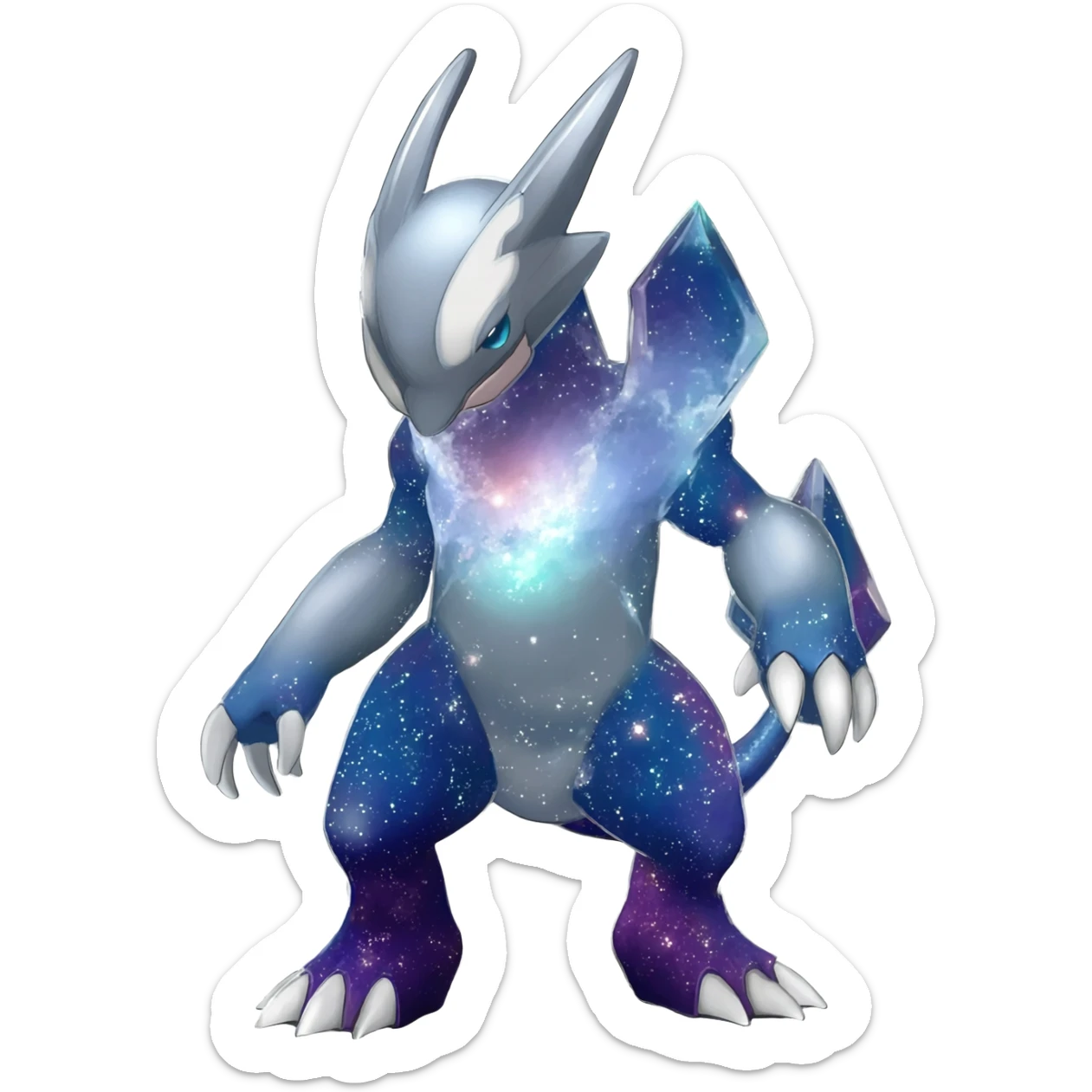 Shiny Starry Galactical Nargacuga-Silvally-Absol-Digimon-fusion-animal-Pokémon-creature  sticker