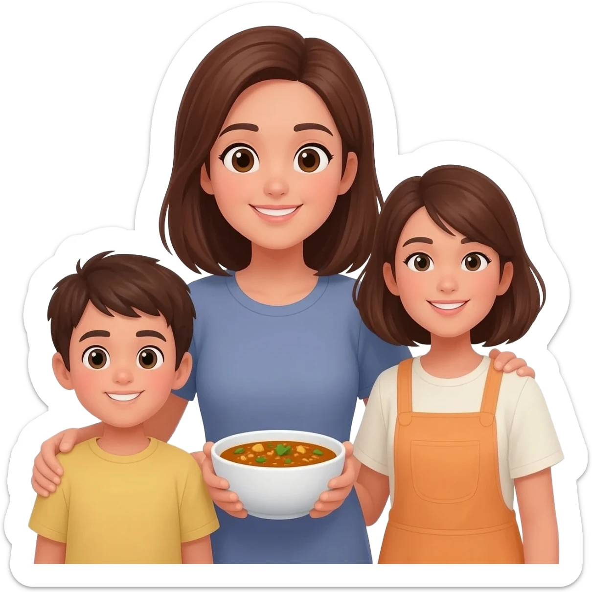 Mama with curry and brown hair ( family of 3 sticker
