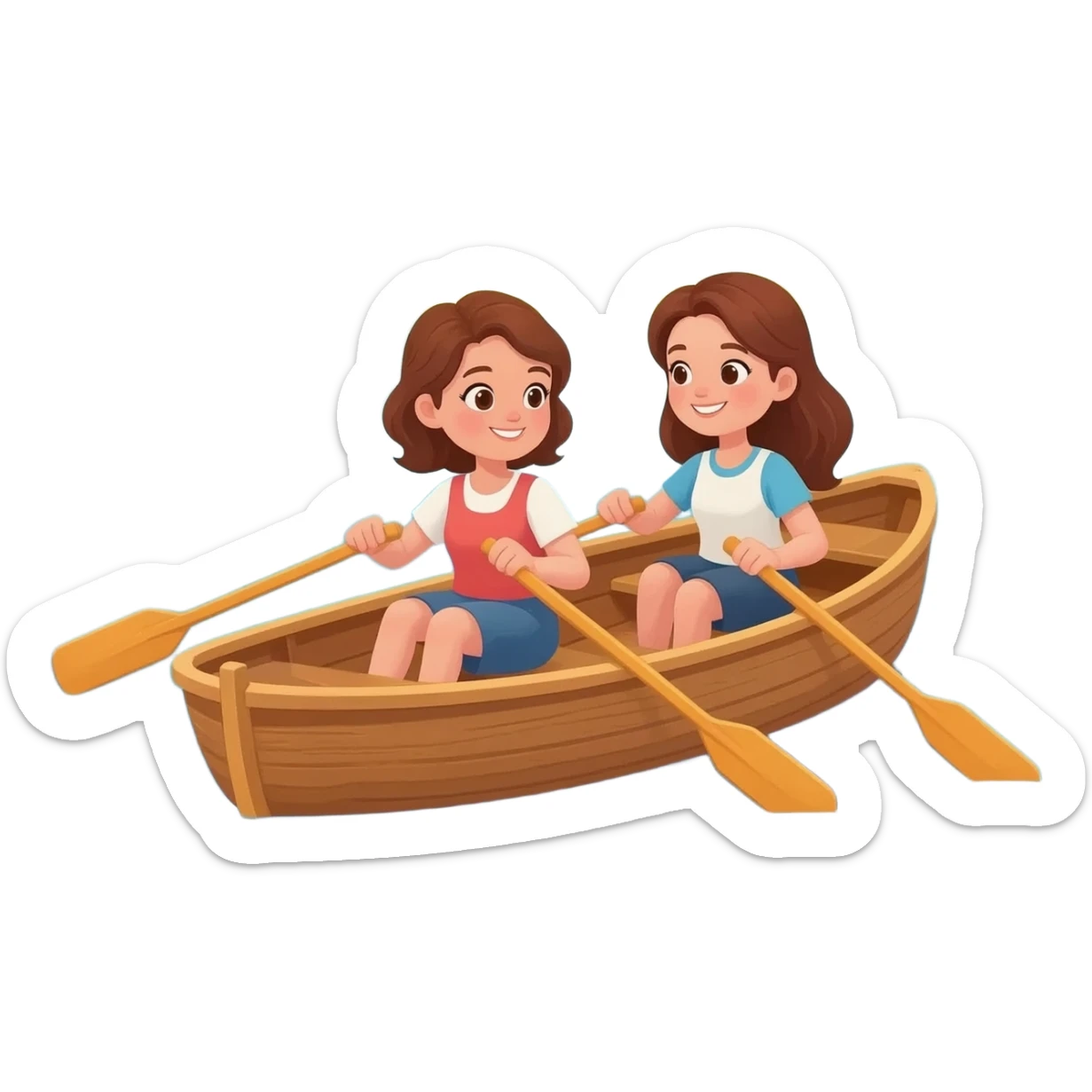 Brown hair women rowing sticker