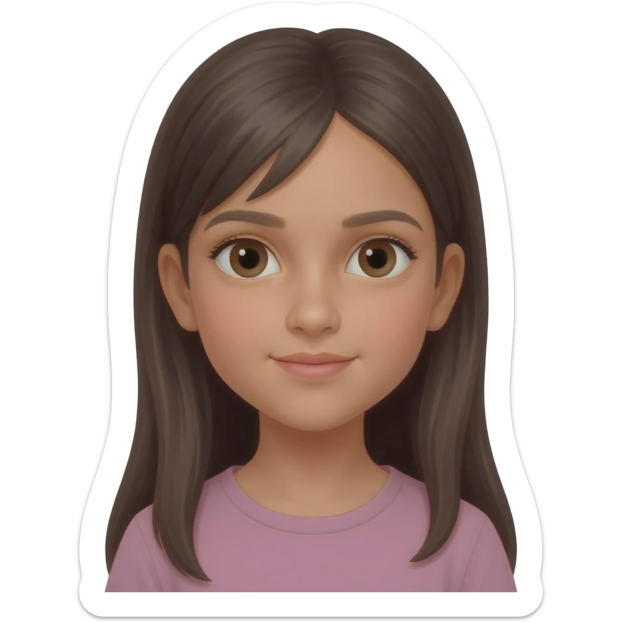 emoji métisse algérienne fille 10 ans mince cheveux longs et lisses sticker