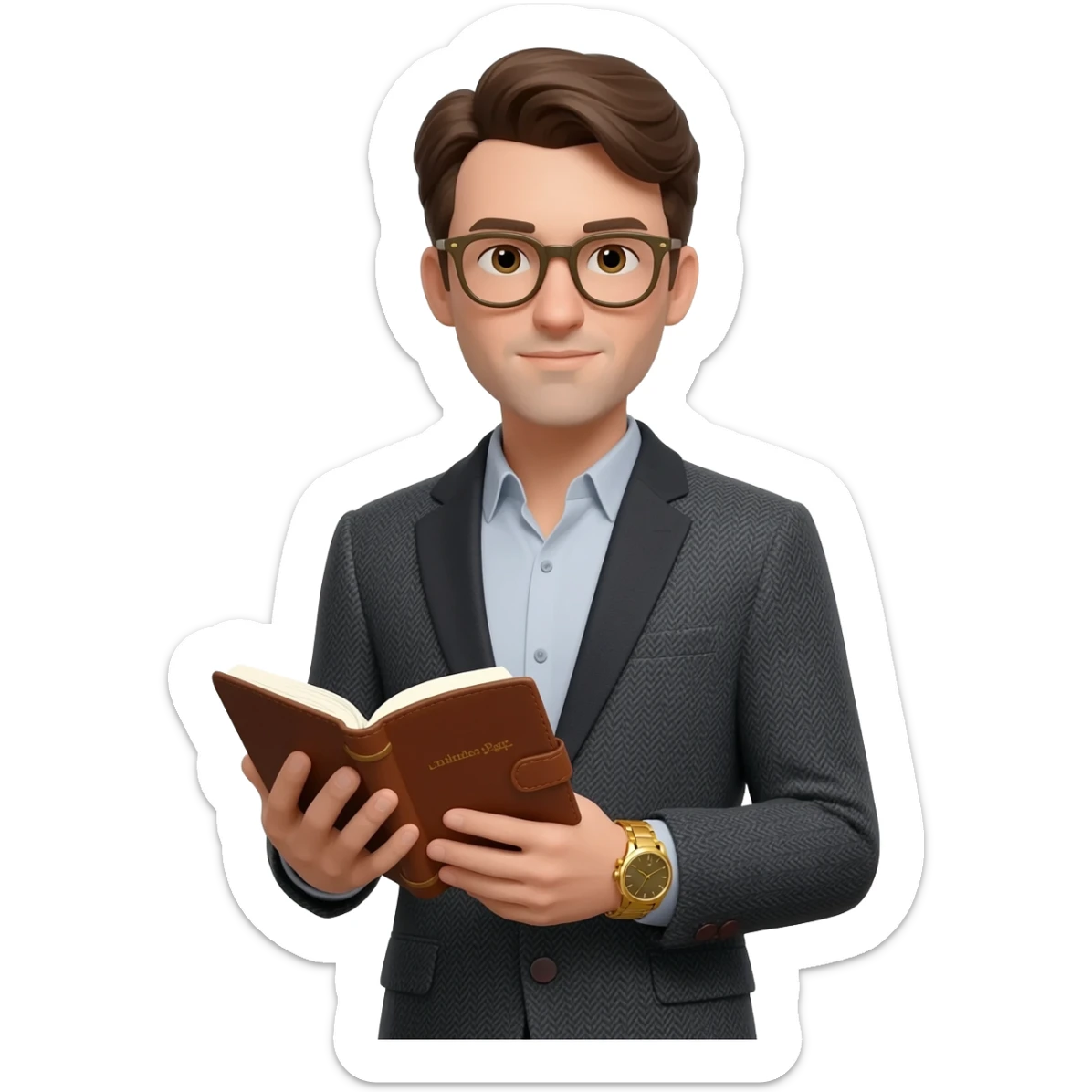 rich nerd with glasses sticker