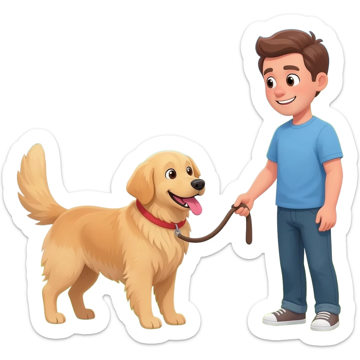 dog bringing lead to master sticker