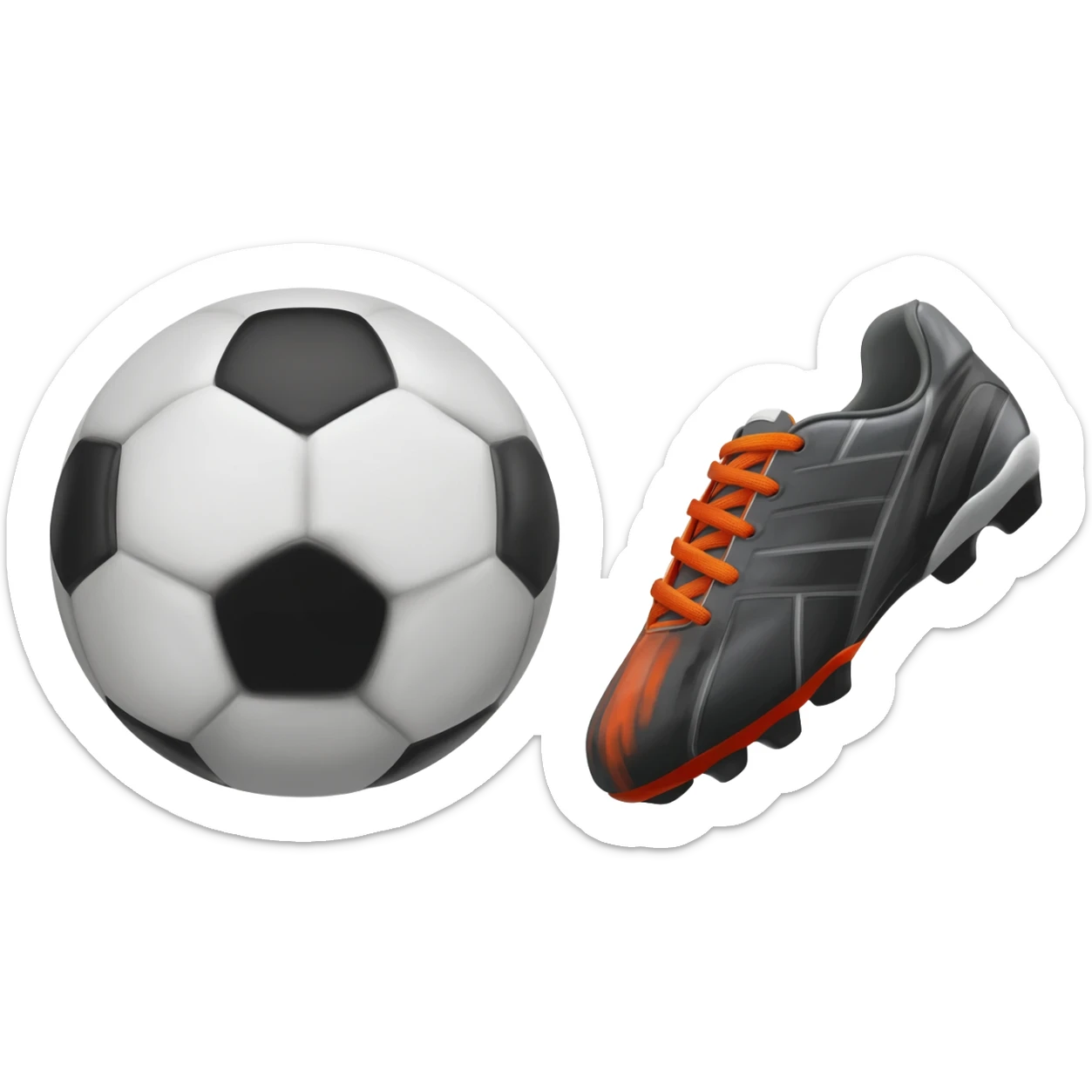 Soccer ball with soccer boot sticker