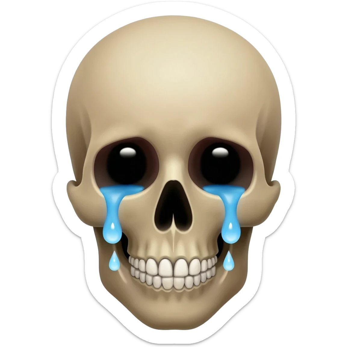 Skull crying heart tears down face sticker