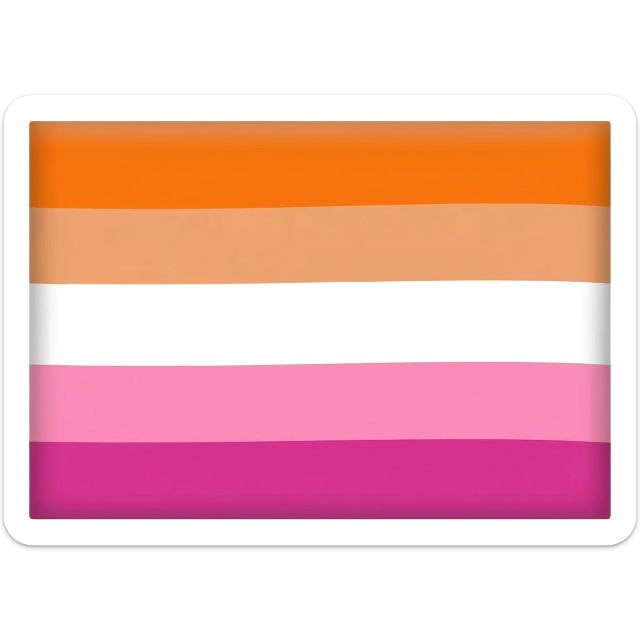 lesbian flag with all five colors (two shades of orange, white, two shades of pink) sticker