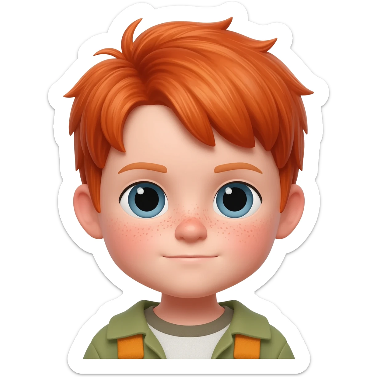un niño pequeño pelirrojo con corte de hongo sticker