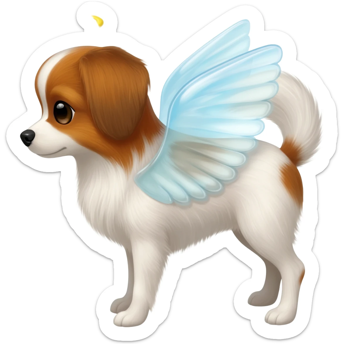 dog papillon angel sticker