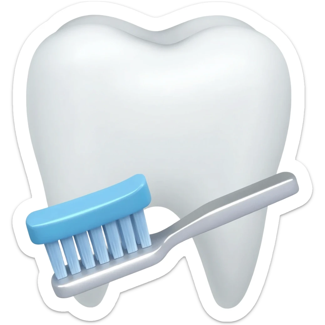 A tooth being brushed and giving off shine sticker