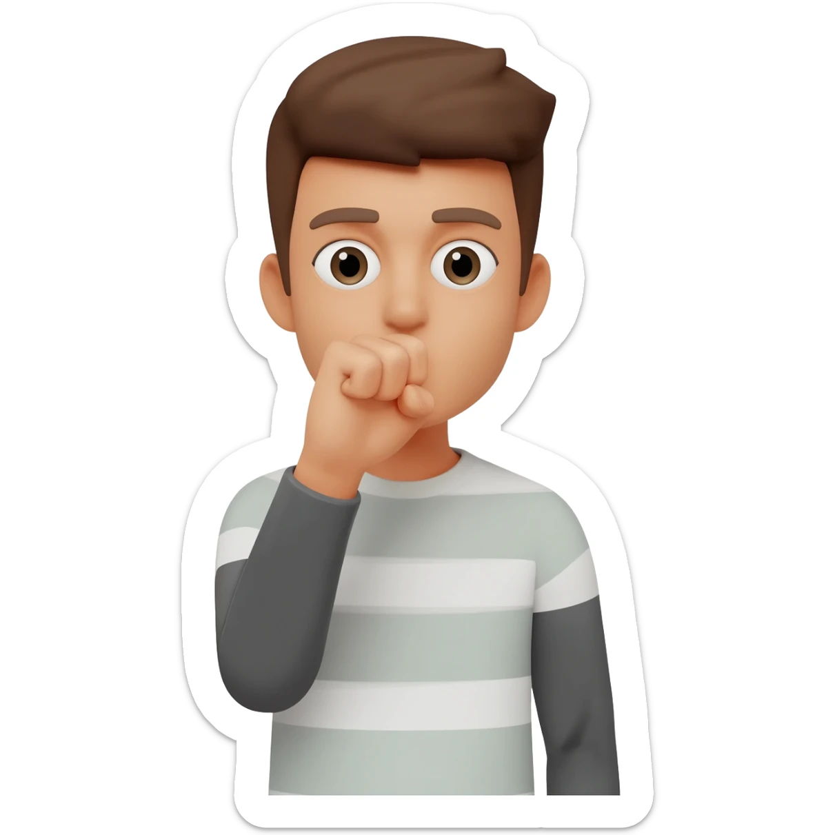 Not showing finger but fist on mouth and blowed mouth sticker