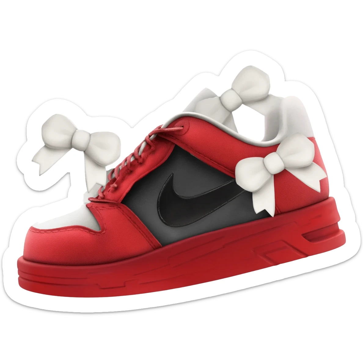 Red black Nike with white bows sticker
