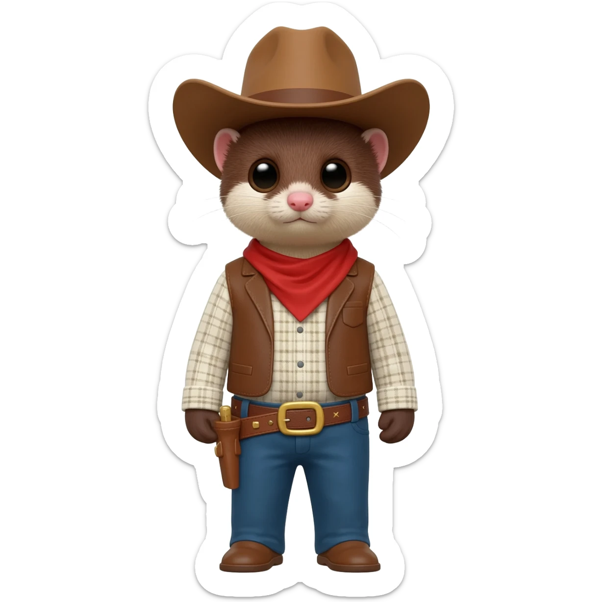 Mink with cowboy outfit sticker
