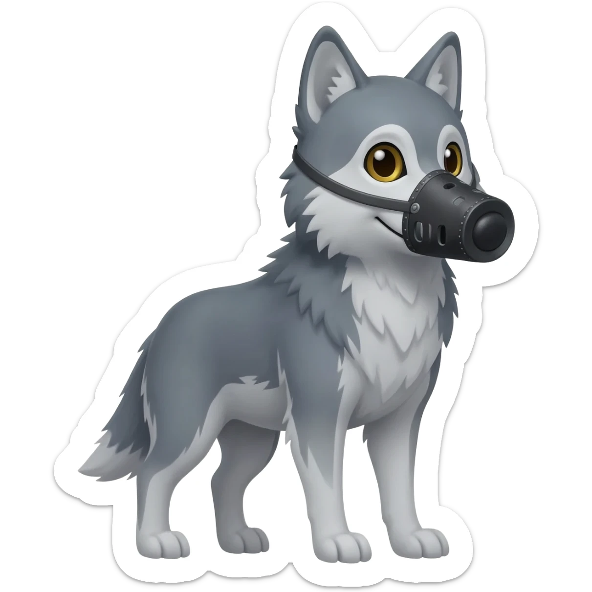 Wolf with a muzzle sticker