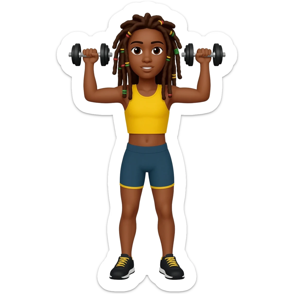 Brown girl with dreadlocks working out sticker
