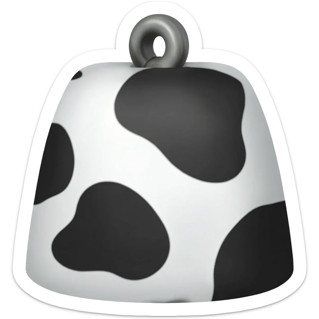 plain sqare cowbell on a collar with cow black and white pattern sticker