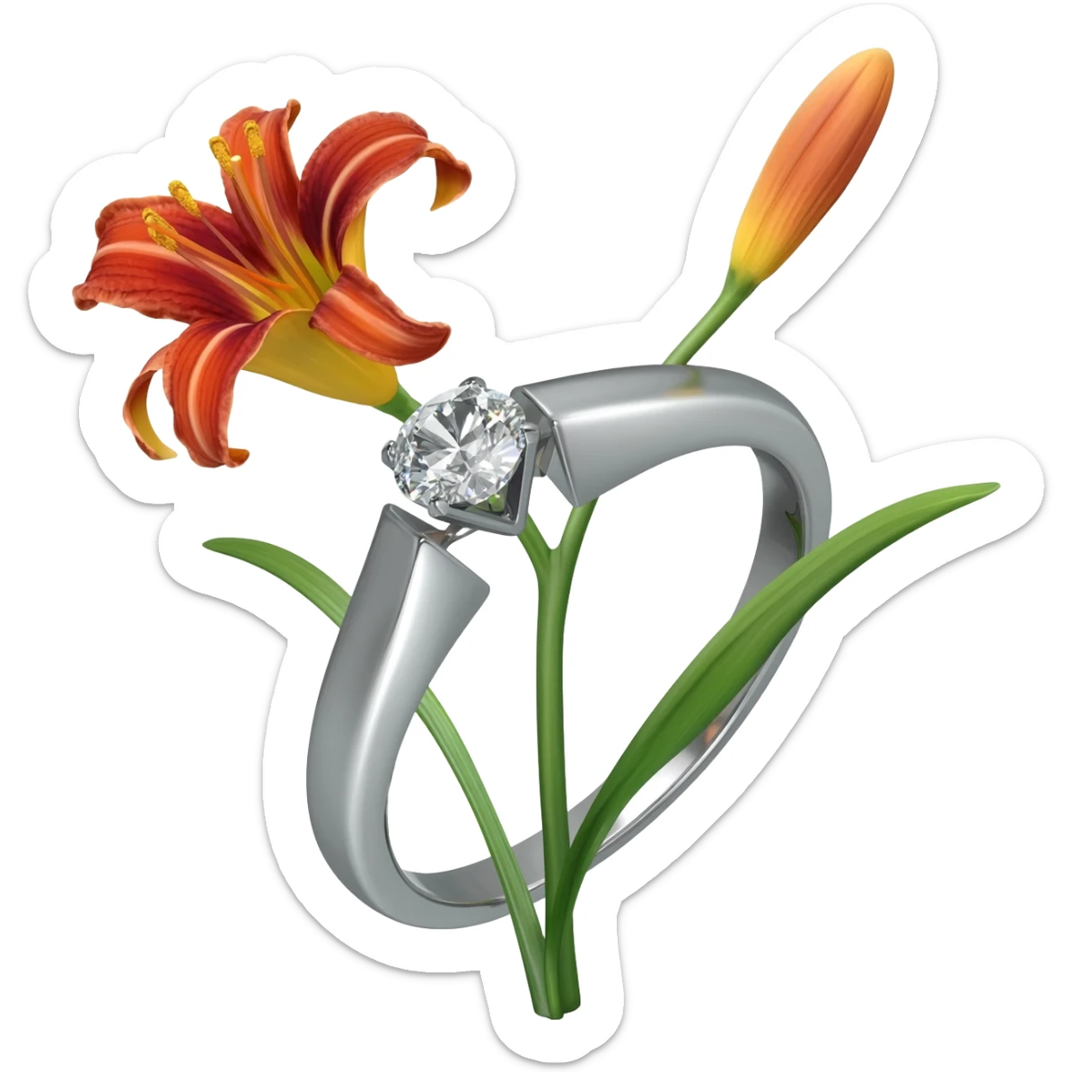 diamond ring with spider lily plant sticker