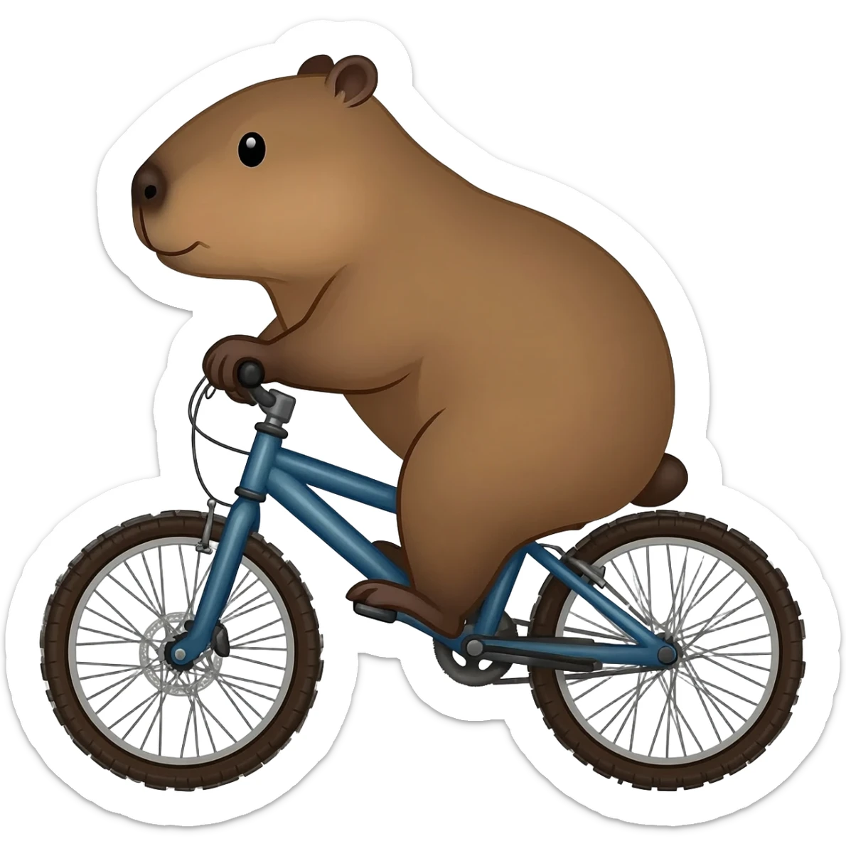 a capybara riding a bmx sticker