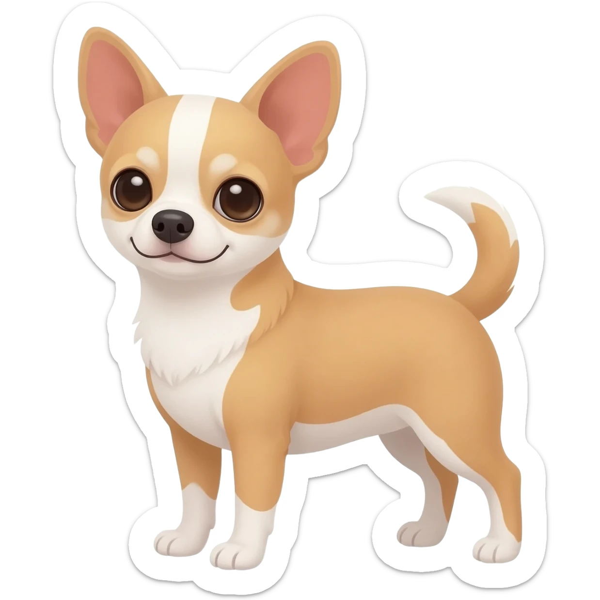 Chihuahua beige et blanc au ventre sticker