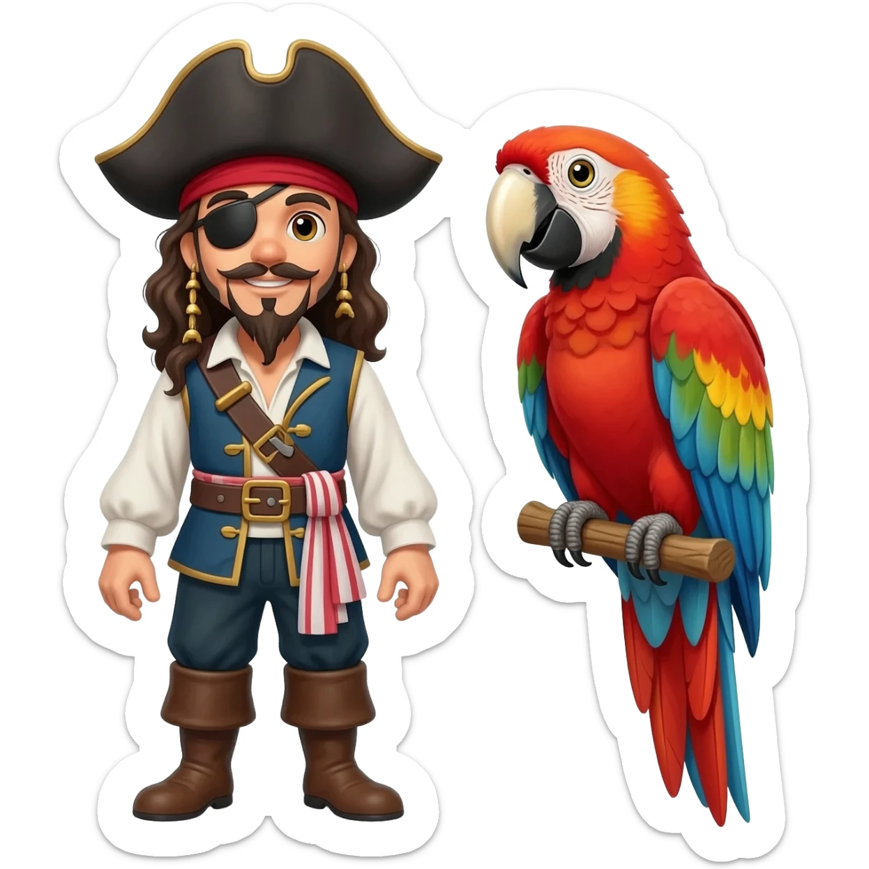 pirate and parrot sticker