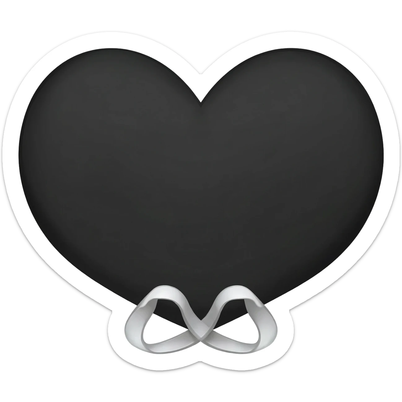 black heart with white ribbon sticker