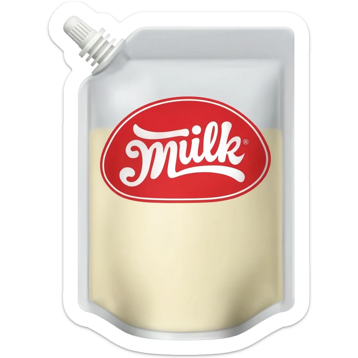 condensed milk in a branded refill bag with red branded label sticker