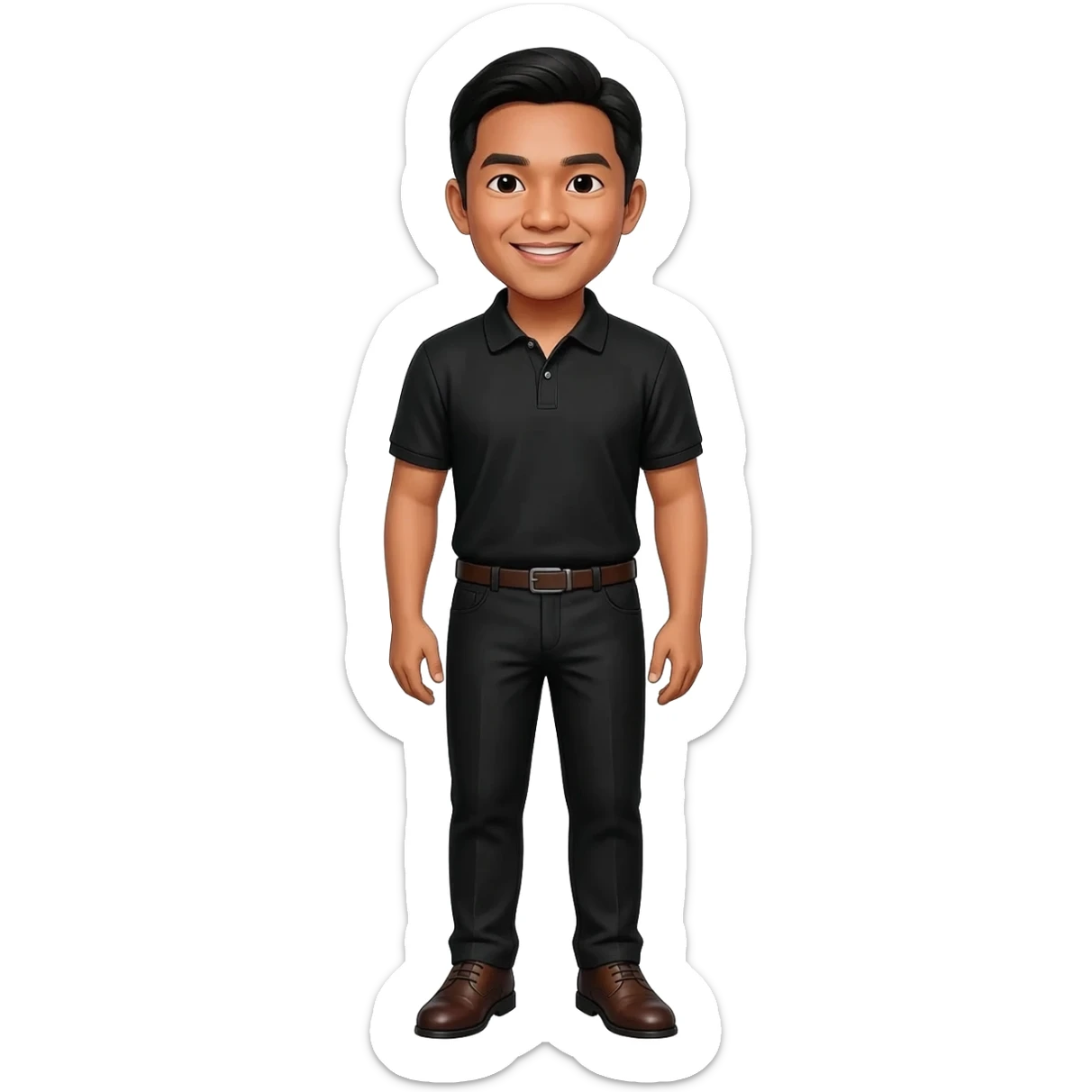 Filipino man black polo shirt and black pants and leather shoes  sticker