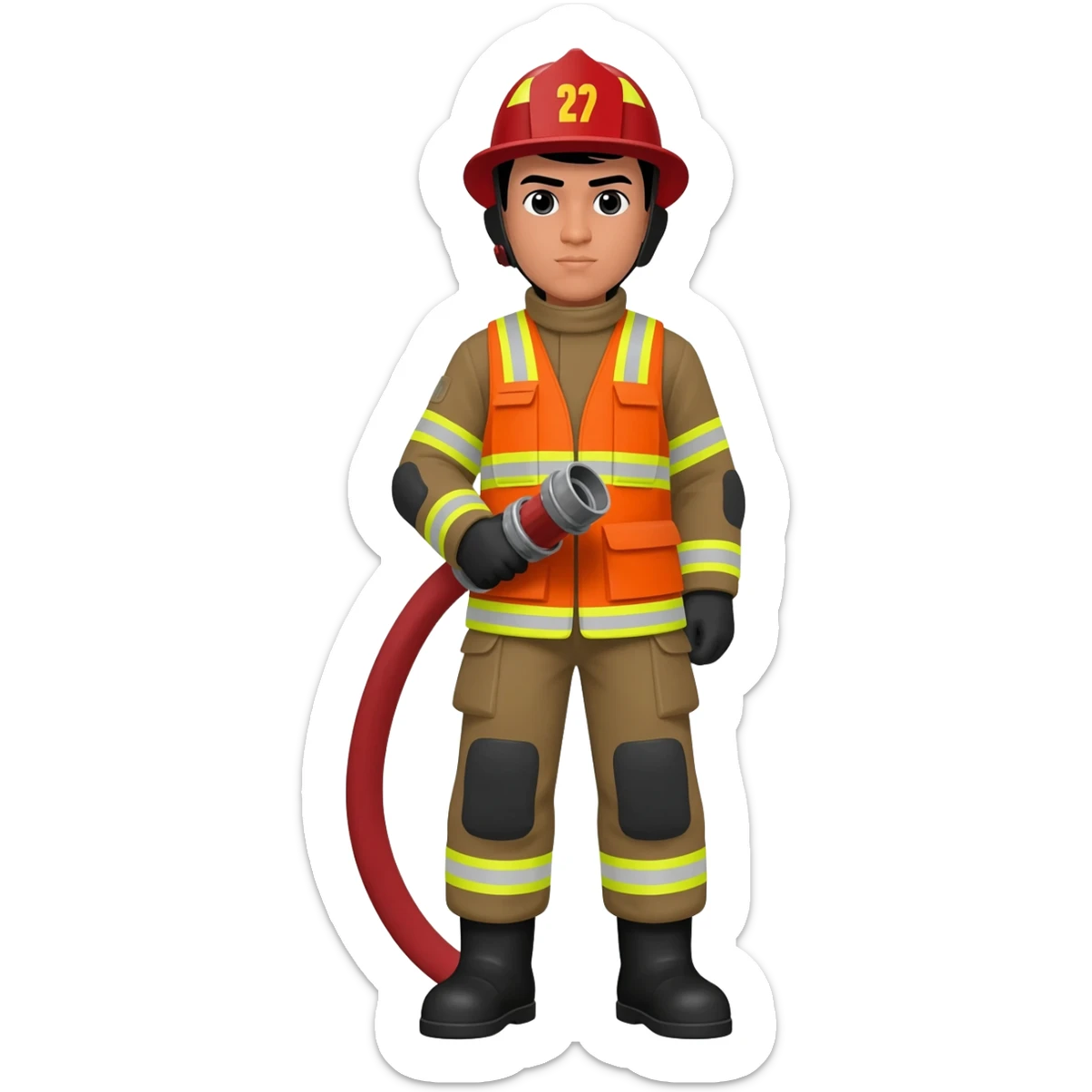 Filipino man firefighter brown uniform and boots sticker