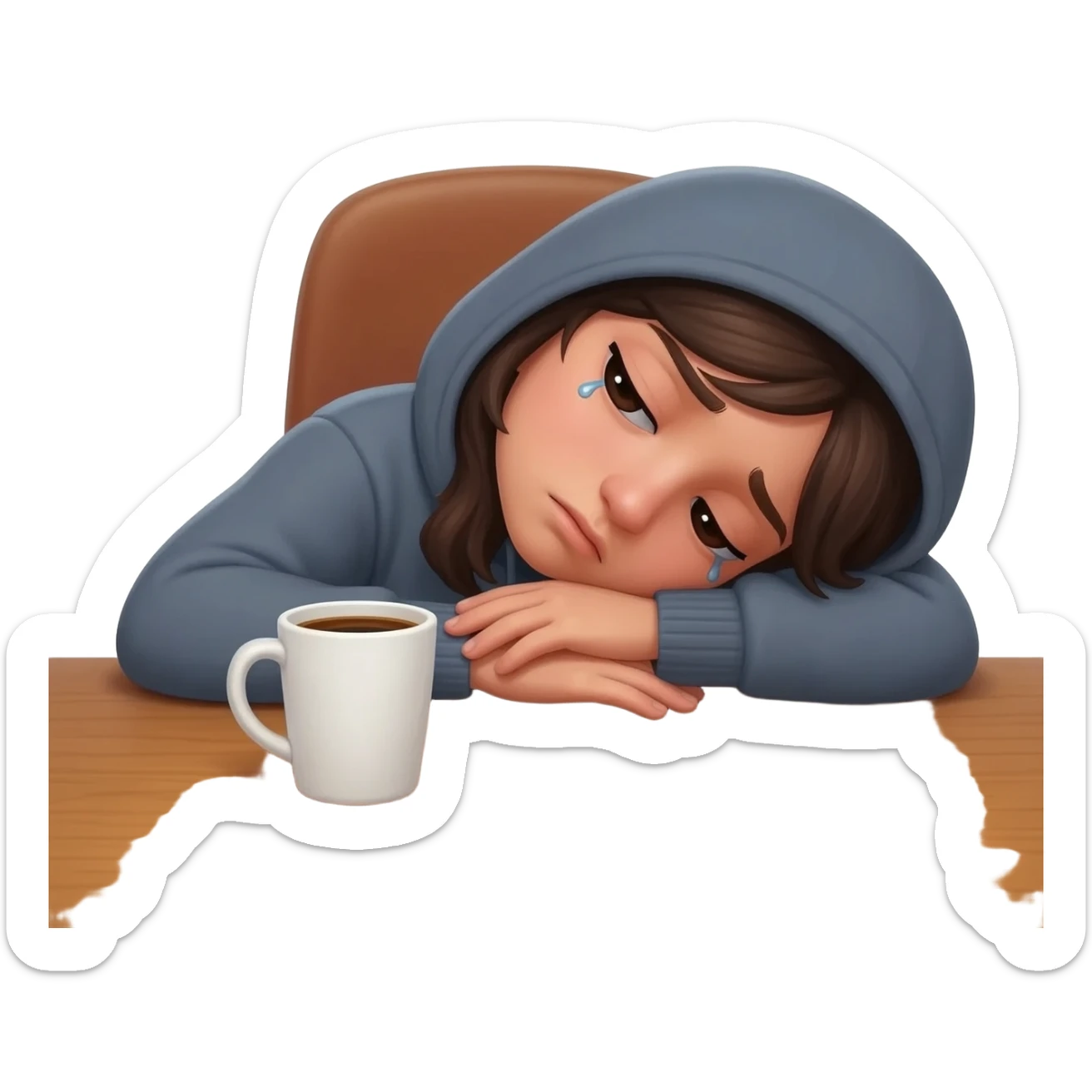 tired of work, the girl at the table sticker