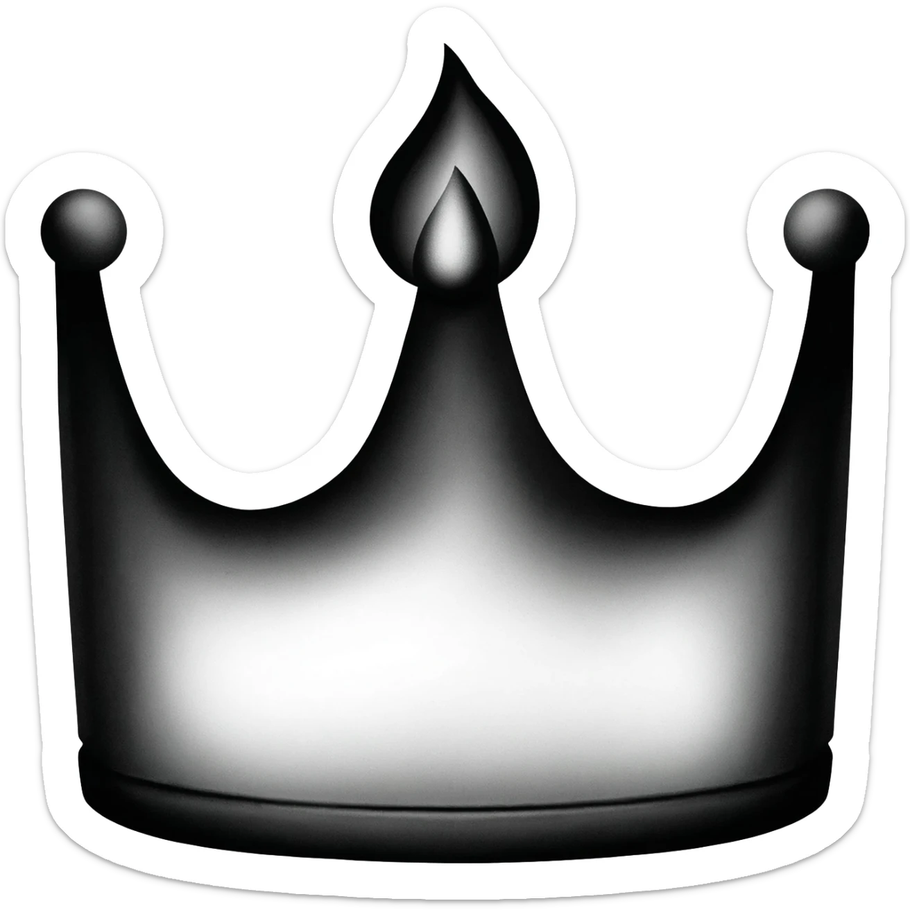 generate a bright black and white crown with a black flame sticker