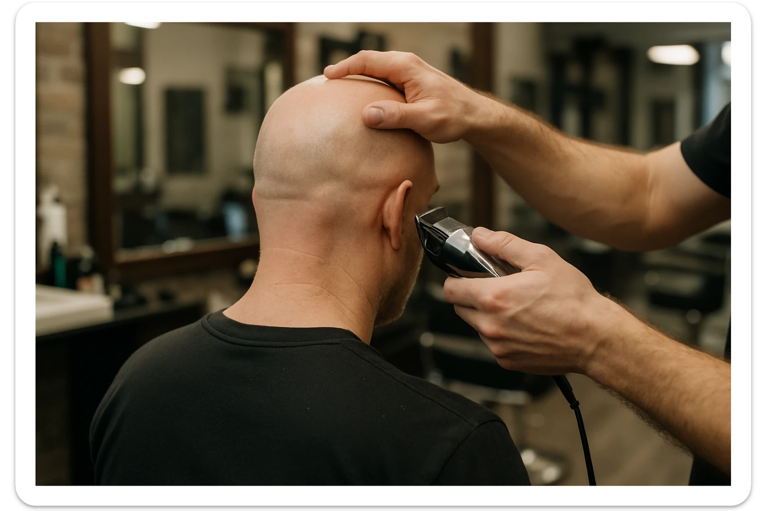 o'smirin bola qora futbolkada sartaroshxonada soch olayapti yuzi ko'rinmasin sticker