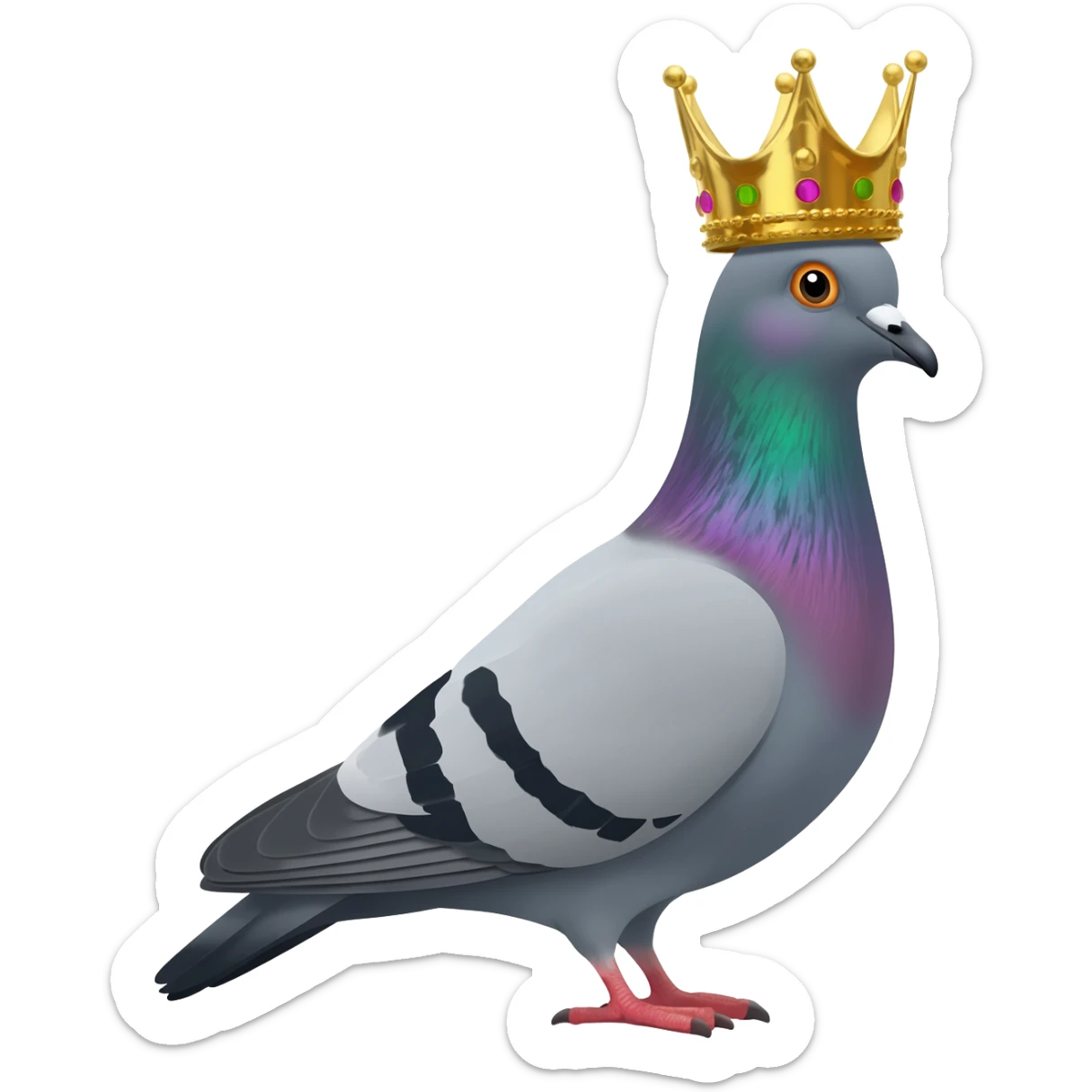 pigeon with a queen's crown sticker