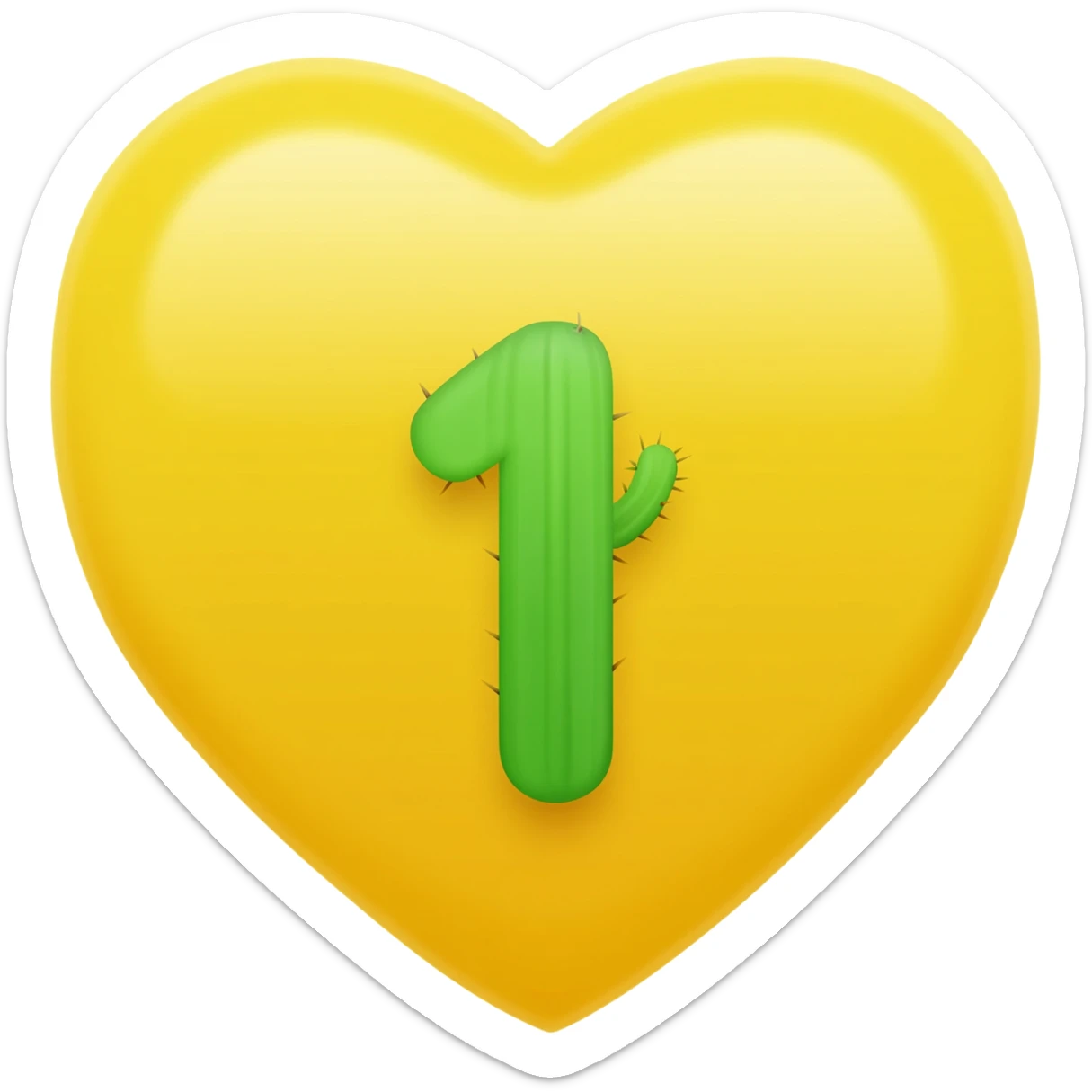 A yellow heart badge with a catcus and number 1 on it sticker