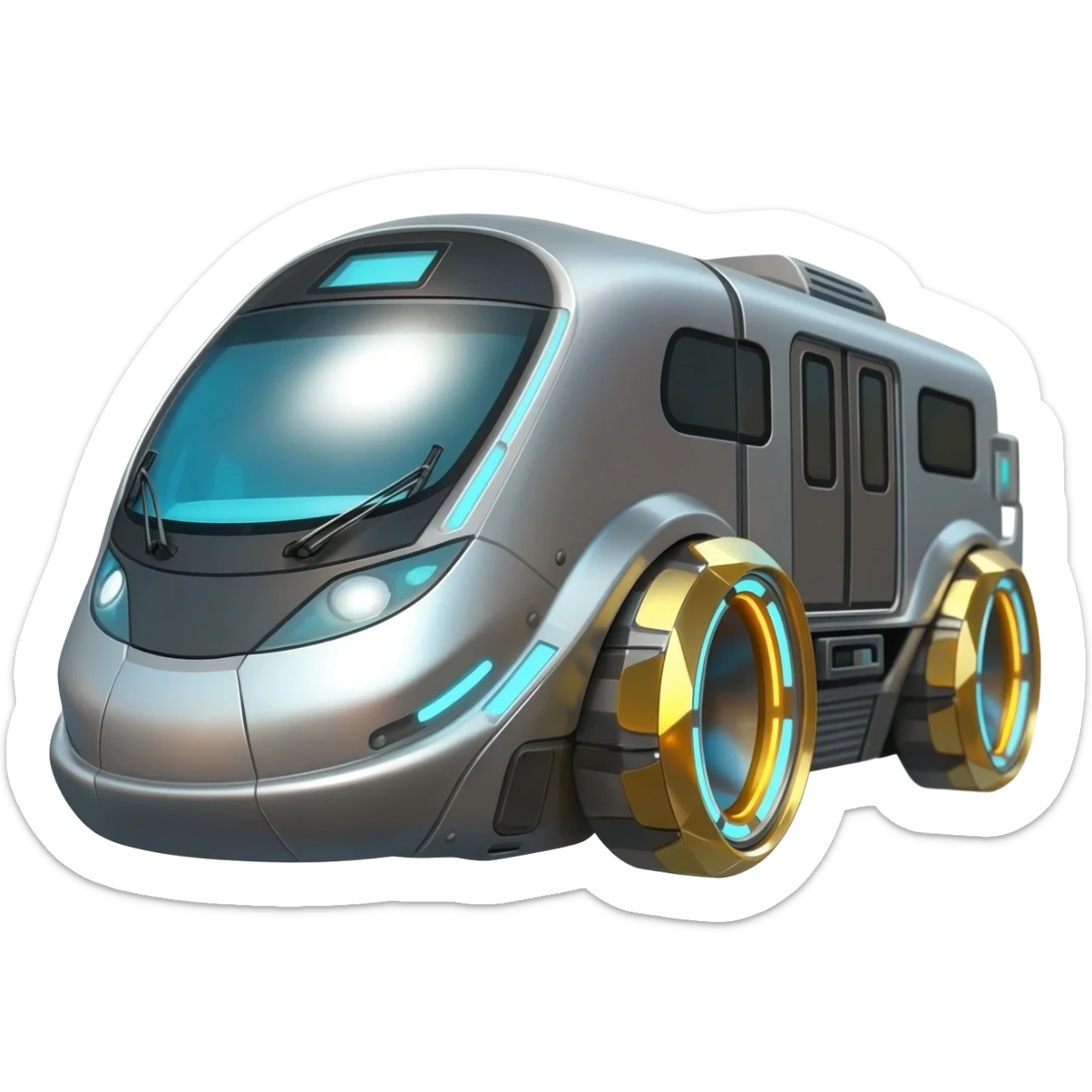 Futuristic turbo neon super robot metal  golden diamond Ruby 6000 city train sticker