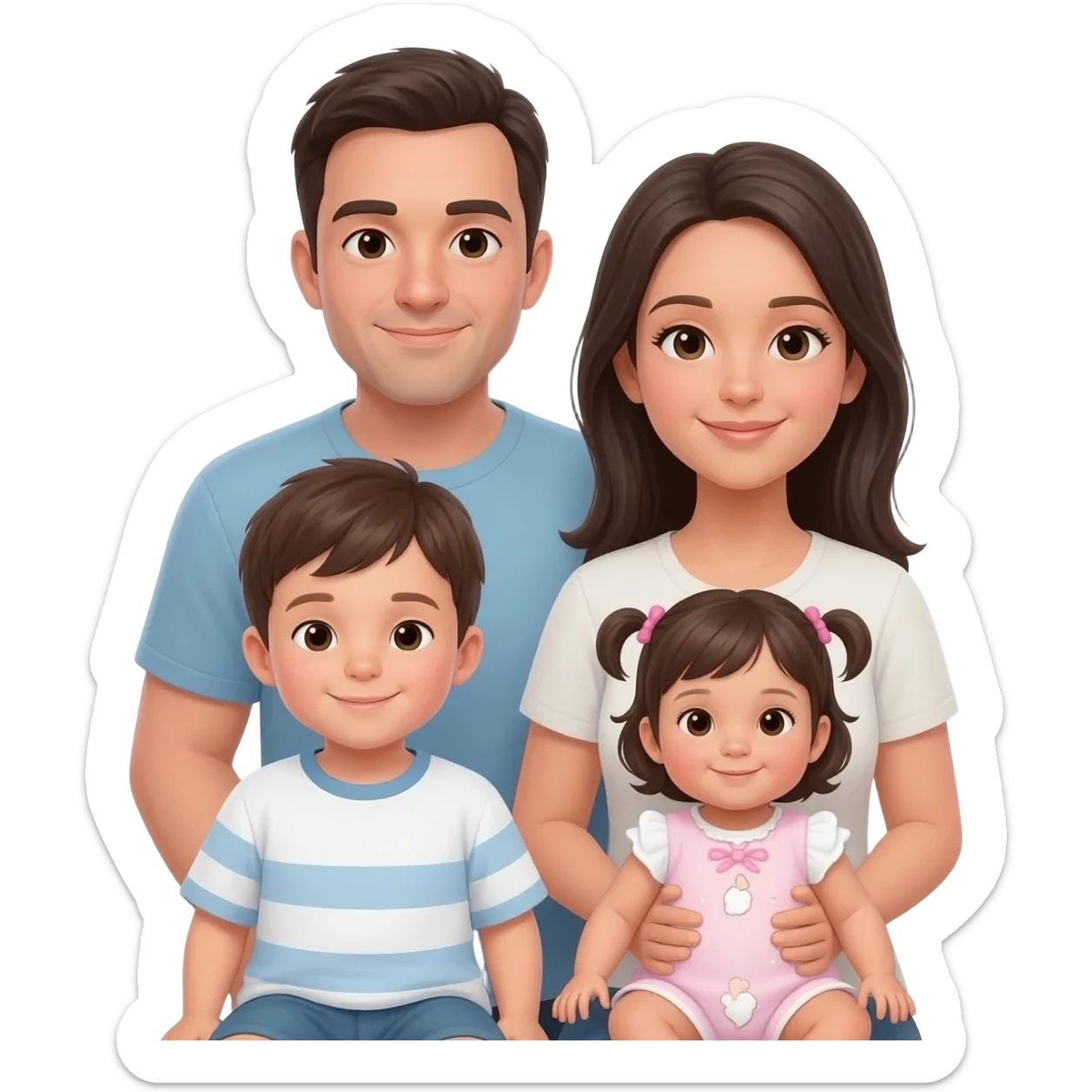 Family of four man woman 1 year old boy and baby girl sticker