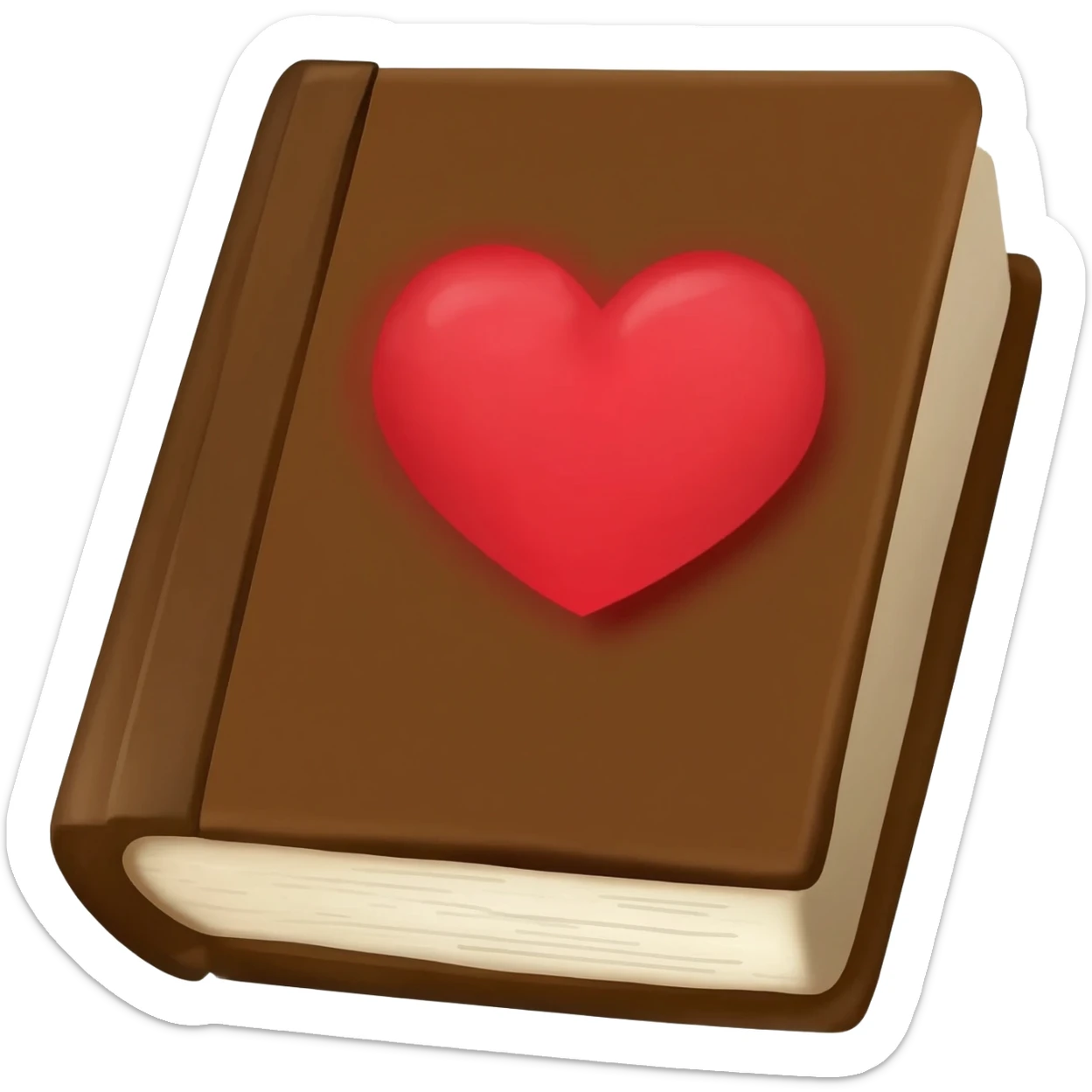 brown bible with red heart sticker