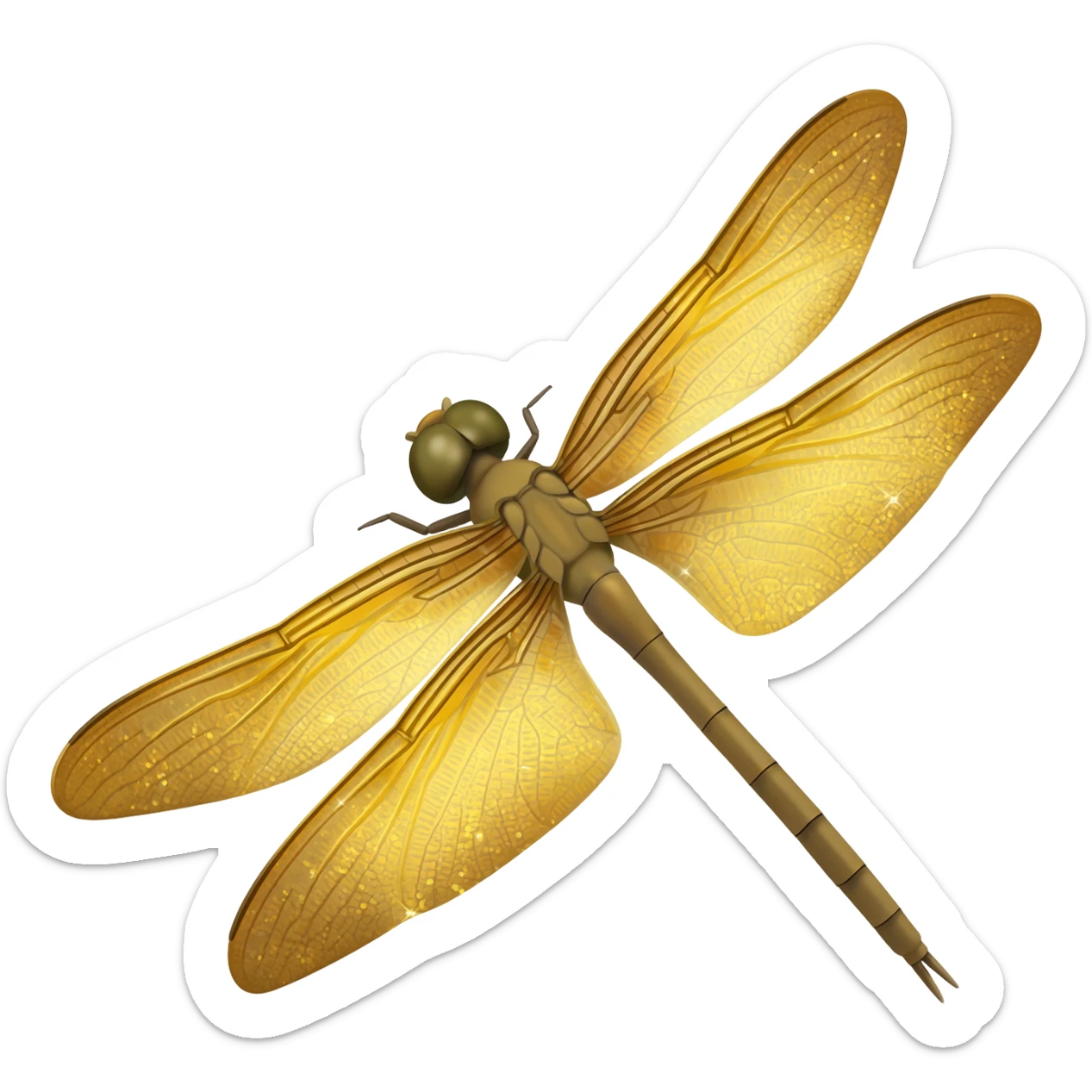 Light beige and shiny gold dragonfly sticker