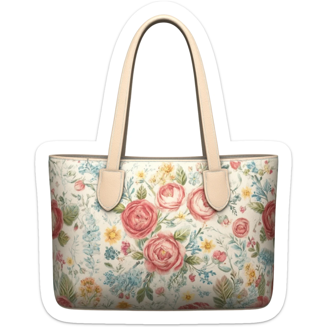 Cute cute Cottagecore style handbag, with a detailed print, isolated, 3d rendering, 8k hd, 600 dpi sticker