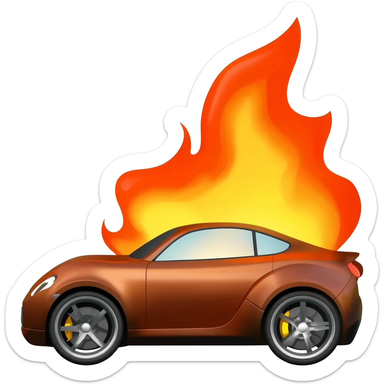 Sport car burning sticker