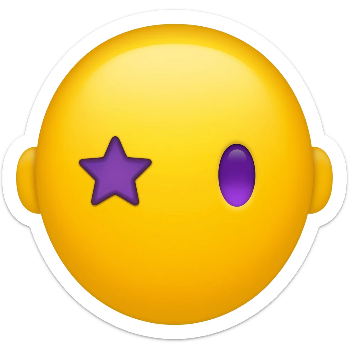 Yellow emoji with purple stars eye sticker