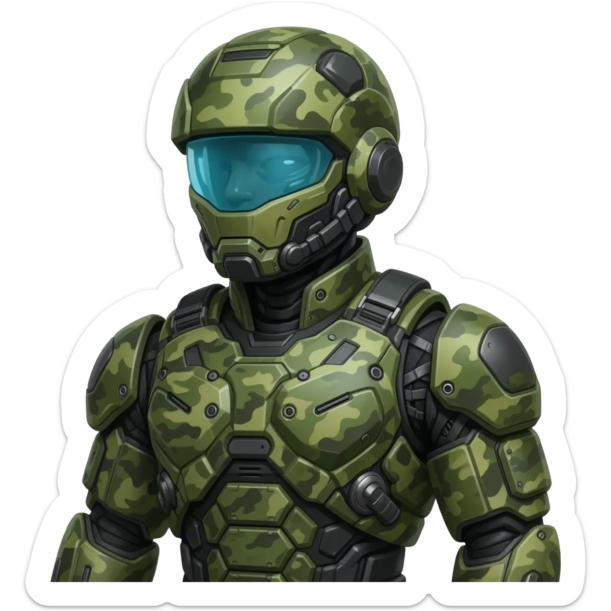 hi-tech soldier in green olive colors sticker