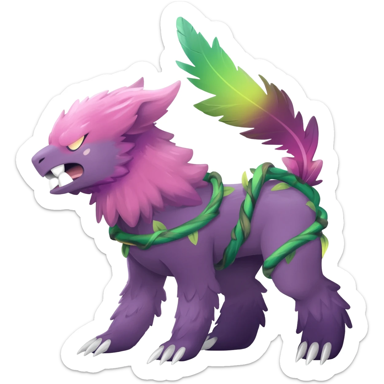 Elemental Exotic Tropical Feathery Fuzzy Sparky Fierce Viney Vinal Dusky Aurorus-Amaura-Auroras-Pokémon-Fakémon-creature sticker