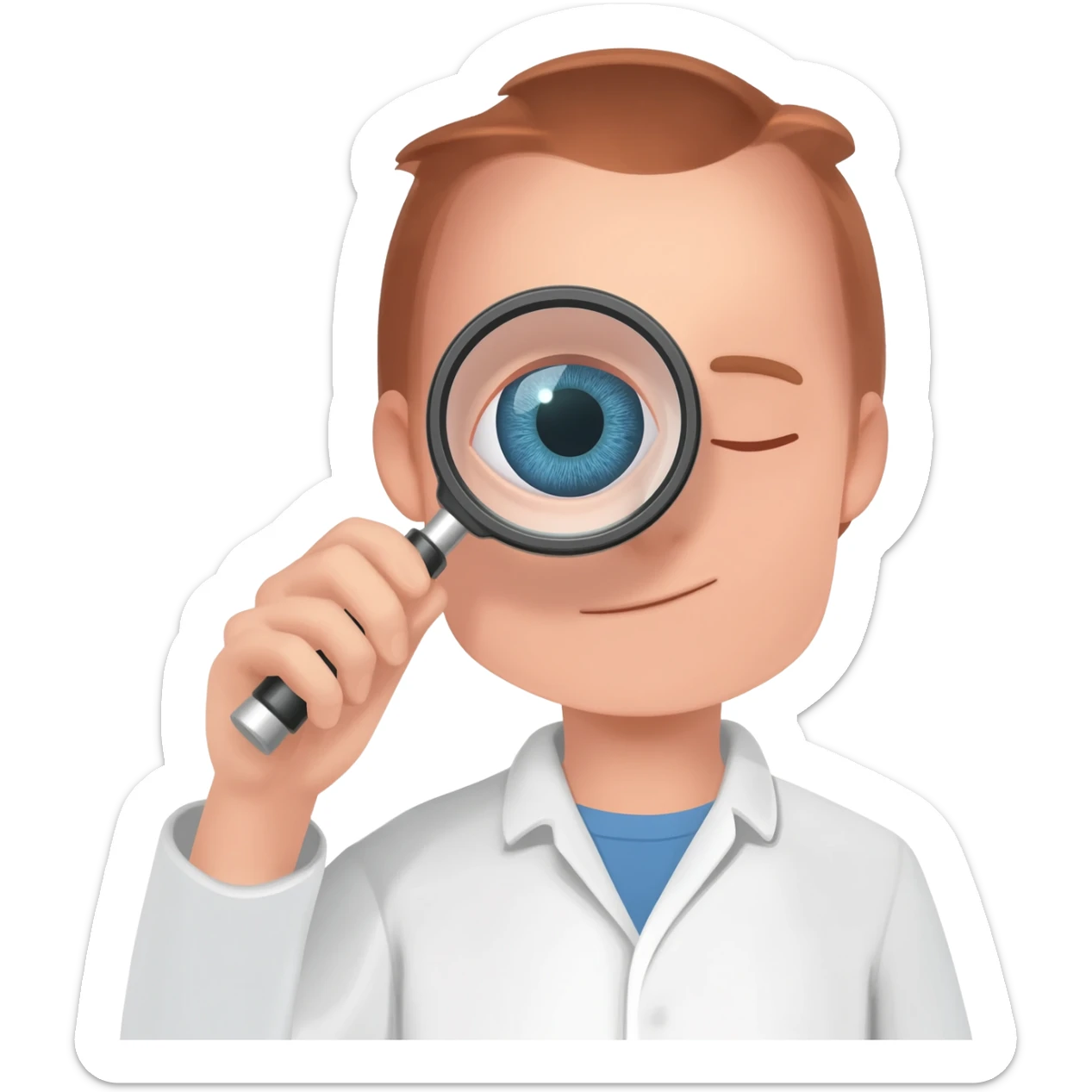 investigating eye with magnifyingn glass sticker