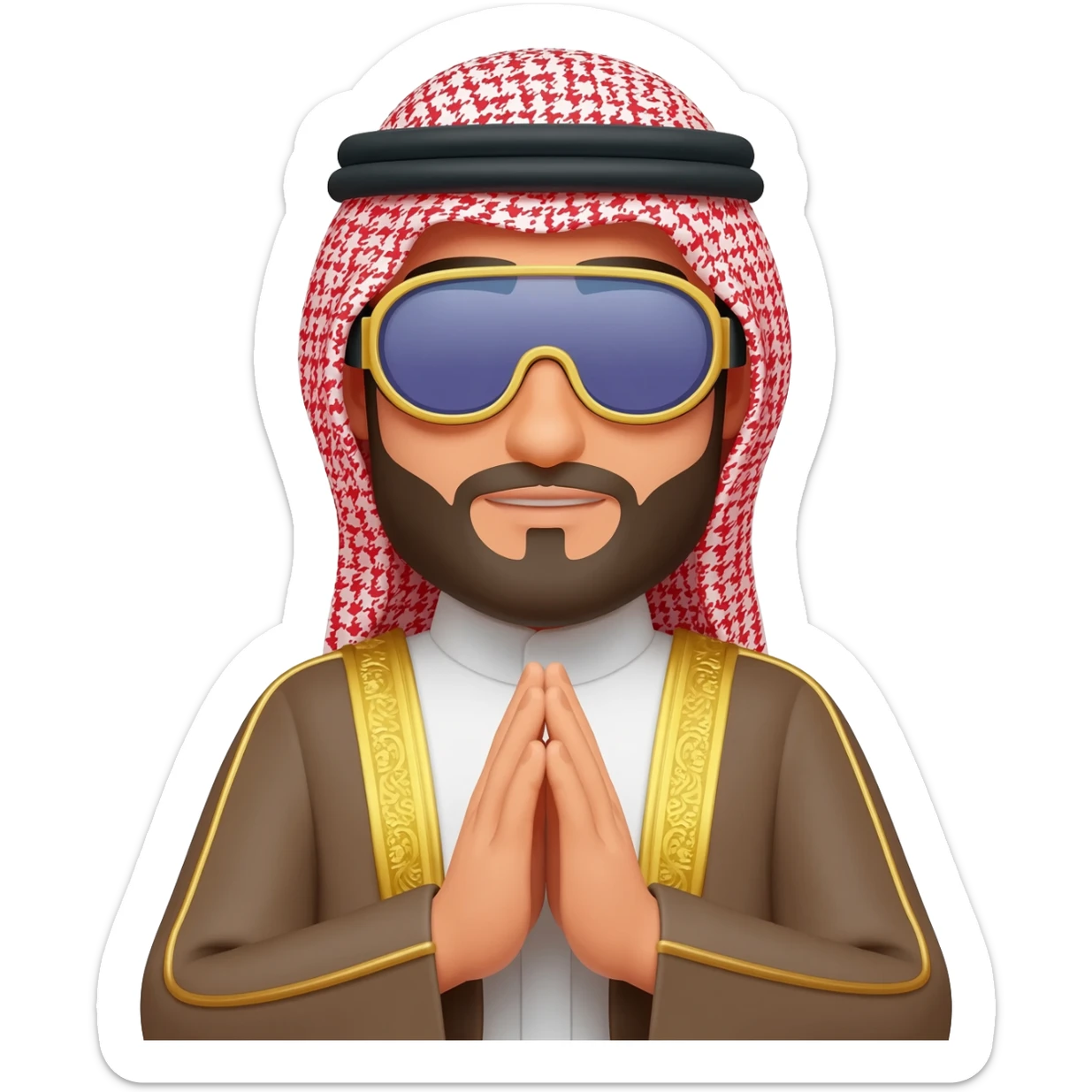 Sheikh in goggles making dua sticker