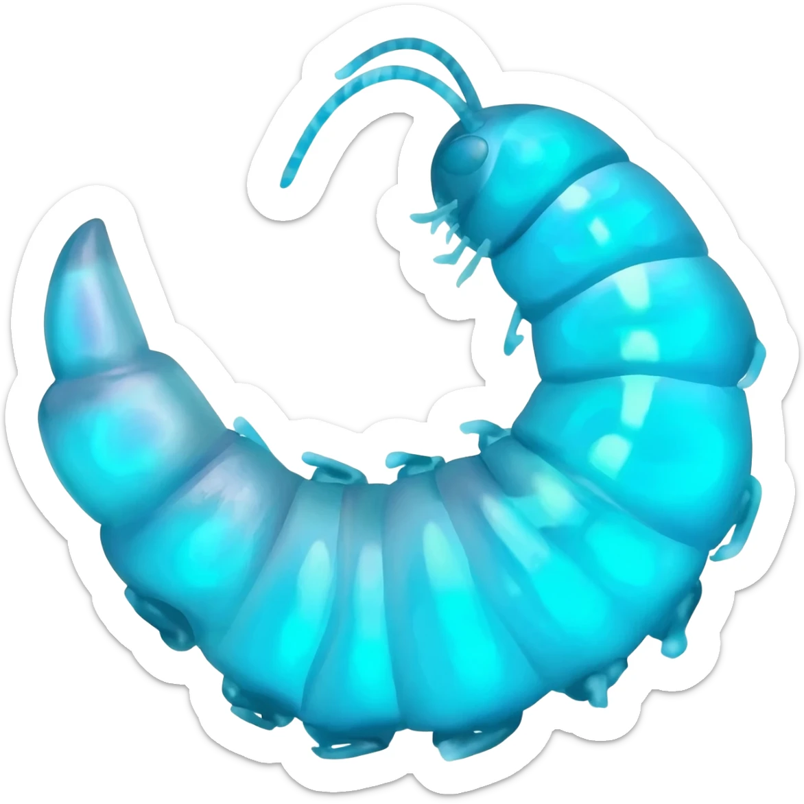 Blue glow worm sticker
