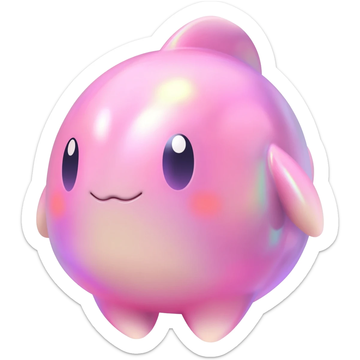 Iridescent Bubblegum-Pink Gloss-Coated Smooth Cute Aquatic Popplio-Sylveon hybrid creature (full body) sticker