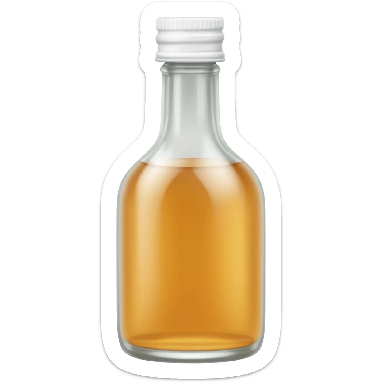aesthetic clear syrup in tall clear full glass bottle with white lid realistic soft textures sticker