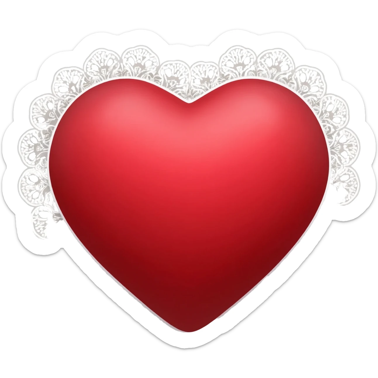 red heart with white lace trim sticker